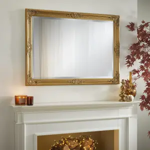 Wall Mirror Highbury Rectangular Shape with Antique Gold Frame- H 104cm x W 74cm x D 3.5cm for Hanging in any Living Area