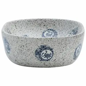 Happy Larry Countertop Basin Grey And Blue Oval 47X33x13 Cm Ceramic