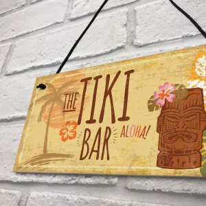 Red Ocean The Tiki Bar Party Hanging Bar Pub Plaque Cocktails Beach Garden Wall Sign Decoration Gift