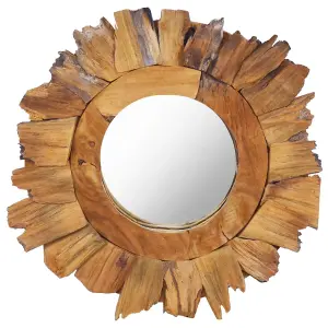 Berkfield Wall Mirror 40 cm Teak Round