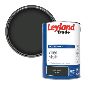 Leyland Trade Vinyl Matt Walls & Ceilings Emulsion Paint Black Brown (RAL 8022) 5L