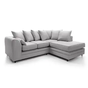 Darcy Corner Sofa Right Facing in Light Grey Linen Fabric