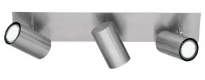 Luminosa Marley Modern 3 Light Ceiling Spotlight Bar Nickel Matt - UK Stock