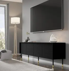 Modern Sherwood TV Cabinet in Black W1800mm x H600mm x D400mm