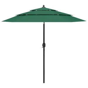 Berkfield 3-Tier Parasol with Aluminium Pole Green 2.5 m