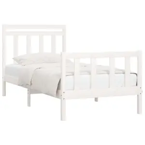 Berkfield Bed Frame White Solid Wood Pine 100x200 cm