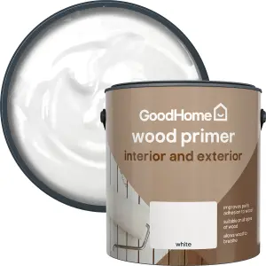 GoodHome White Multi-surface Wood Primer & undercoat, 2.5L