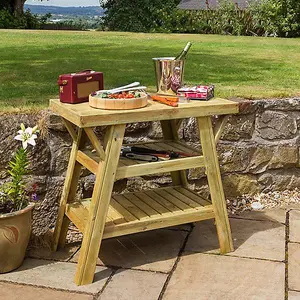 Zest Wooden BBQ Barbecue Side Outdoor Garden Table FSC Shelves