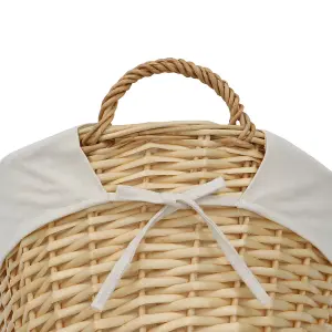 JVL Hand Woven Acacia Oval Laundry Willow Storage Basket with Lining, Honey Finish