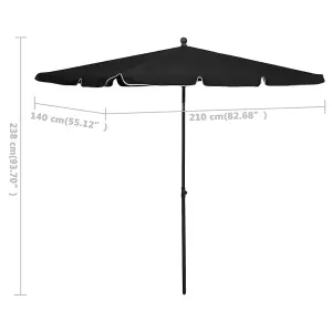 Berkfield Garden Parasol with Pole 210x140 cm Black