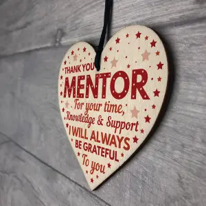 Red Ocean Thank You Gifts For Teacher Mentor Handmade Wooden Hanging Heart Plaque Sign Leaving Gifts For Coach Tutor