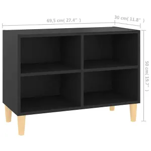 Berkfield TV Cabinet with Solid Wood Legs Black 69.5x30x50 cm