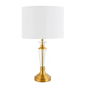 Modern Brushed Gold and Clear Crystal Glass Table Lamp Base with Inline Switch