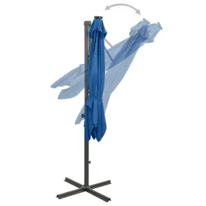 Berkfield Cantilever Umbrella with Pole and LED Lights Azure Blue 250 cm