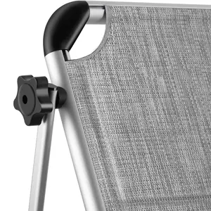 Sun Lounger Lorella - padded, foldable, with aluminium frame - mottled grey