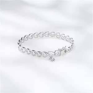 Diamond Heart Sterling Silver Bracelet