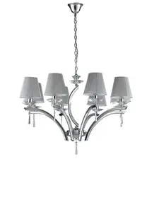 Luminosa ORCHESTRA 8 Light Chandeliers with Shades Chrome, K9 Crystals With Fabric 75x50cm