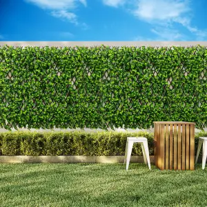 COSTWAY Expandable Fence Privacy Screen Decorative Artificial Hedge w/ Willow Frame