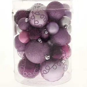 50 Piece Shatterproof Deluxe Christmas Tree Ball Ornament Set Purple/Pink/Silver