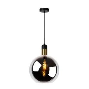 Lucide Julius Vintage Pendant Light 28cm - 1xE27 - Smoke Grey