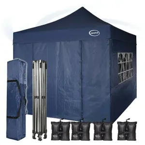 MCC Direct Maximus 3x3 Heavy Duty Pop up Blue Gazebo With Sides