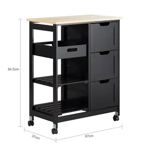 Ryland Wood Kitchen Cart Black / Natural