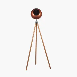 Grey Metal and Natural Wood Tripod Floor Film Light