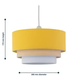 First Choice Lighting Gabi Ochre Ombre Linen 3 Tier Ceiling Light Shade