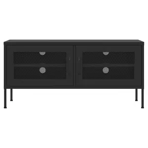 Berkfield TV Cabinet Black 105x35x50 cm Steel