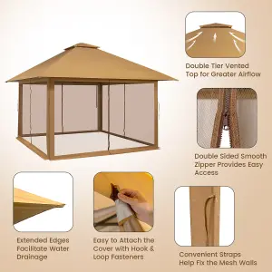 Costway 4m x 4m Pop up Gazebo Canopy Tent W/ Netting Mesh Sidewalls