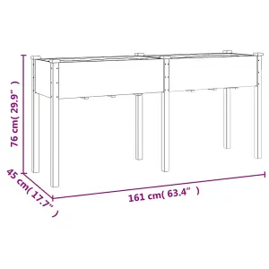 Berkfield Planter with Liner Brown 161x45x76 cm Solid Wood Fir