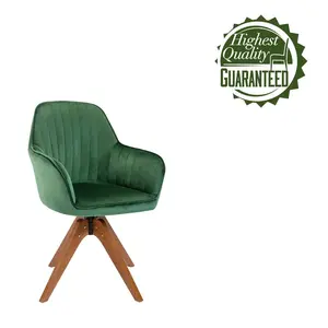 Upholstered Swivel Dining Chair Green Velvet