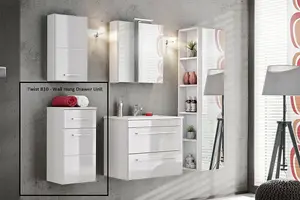 Bathroom Cabinet Wall Storage Slim Modern Unit Soft Close White Gloss Twist