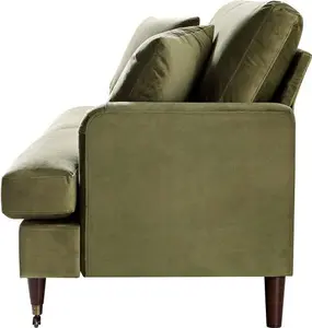 Brigette 2-Seater Olive Green Velvet Sofa With Antique Brass Castor Legs - Daals - Sofas