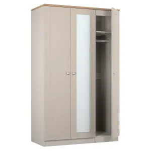 Sussex Ready assembled Traditional Beige & oak effect Tall Triple Wardrobe With 1 mirror door (H)1970mm (W)1110mm (D)530mm