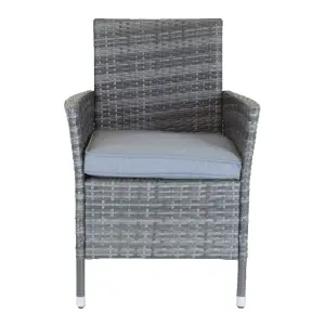 Charles Bentley Garden Outdoor Pair of Rattan Dining Chairs Grey