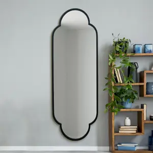 MirrorOutlet The Duplici Black Metal Framed Double Arched Oval Wall Mirror 170CM X 59M