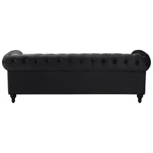 Velvet Living Room Set Black CHESTERFIELD