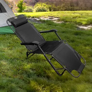 ROYALFORD Folding Camping Chair for Adults, Portable Reclining Camp Chair Adjustable Backrest with Neck Support