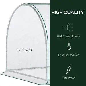 Outsunny Tunnel Greenhouse Grow House Steel Frame PVC Transparent 250x100x80 cm