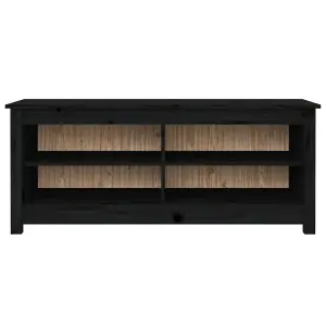 Shoe Bench Black 110x38x45.5 cm Solid Wood Pine