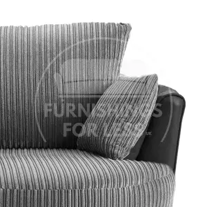 Luxor Jumbo Cord Black and Grey Fabric Single Seater 360 Degree Swivel Chair Sofa Accessory