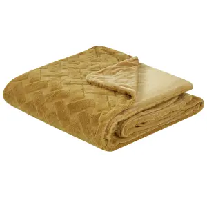 Bedspread SITAPUR Faux Fur 150 x 200 cm Mustard