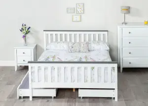 4'0 Small Double, Shanghai Bed Frame, Solid Pine wood, White