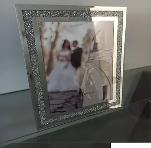 Crushed Crystal Photo Frame Jewel Mirror Silver Diamante Picture Frame A4