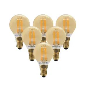 paul russells LED Filament Dimmable Golf Bulb, SES E14, 4.5W 423 Lumens, 40w Equivalent, 2200K Extra Warm White, Pack of 6