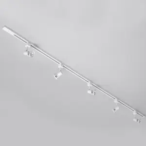 Litecraft Harlem White 5 Head 2m Straight Kitchen Ceiling Light with LED Bulbs