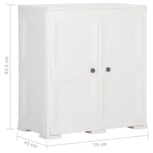 Berkfield Plastic Cabinet 79x43x85.5 cm Wood Design White