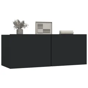 Berkfield TV Cabinets 2 pcs Black 80x30x30 cm Engineered Wood