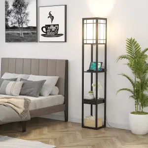 Costway Floor Lamp Freestanding Bedside Lounge Light Lamp W/ 3 Tier Shelves & 2 USB Ports